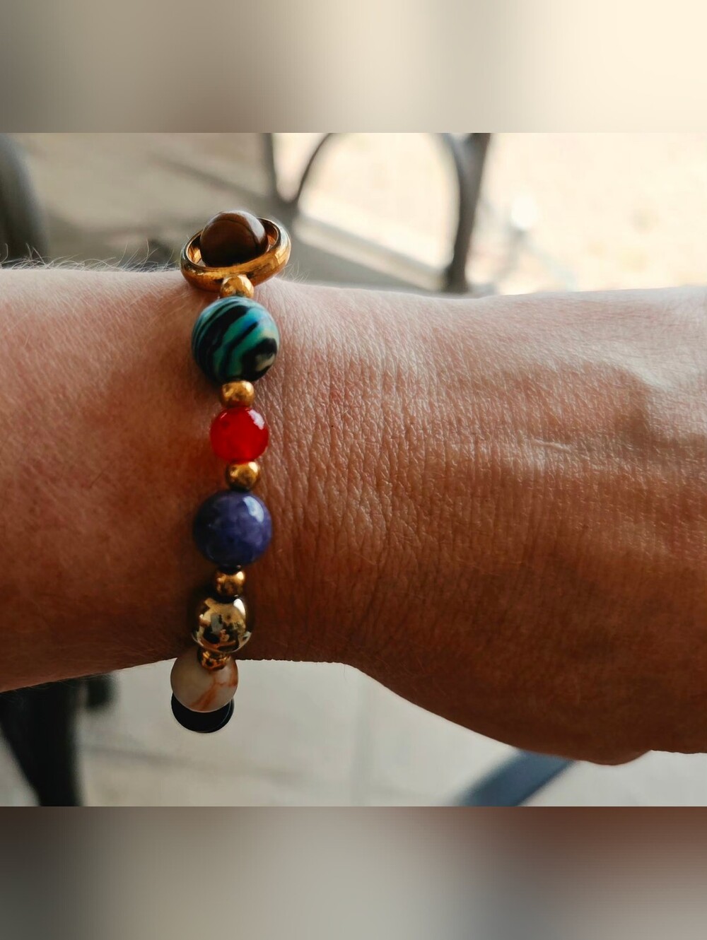 NWO Aries Zodiac Solar System Beaded Stretch Bracelet 3". - Picture 5 of 6